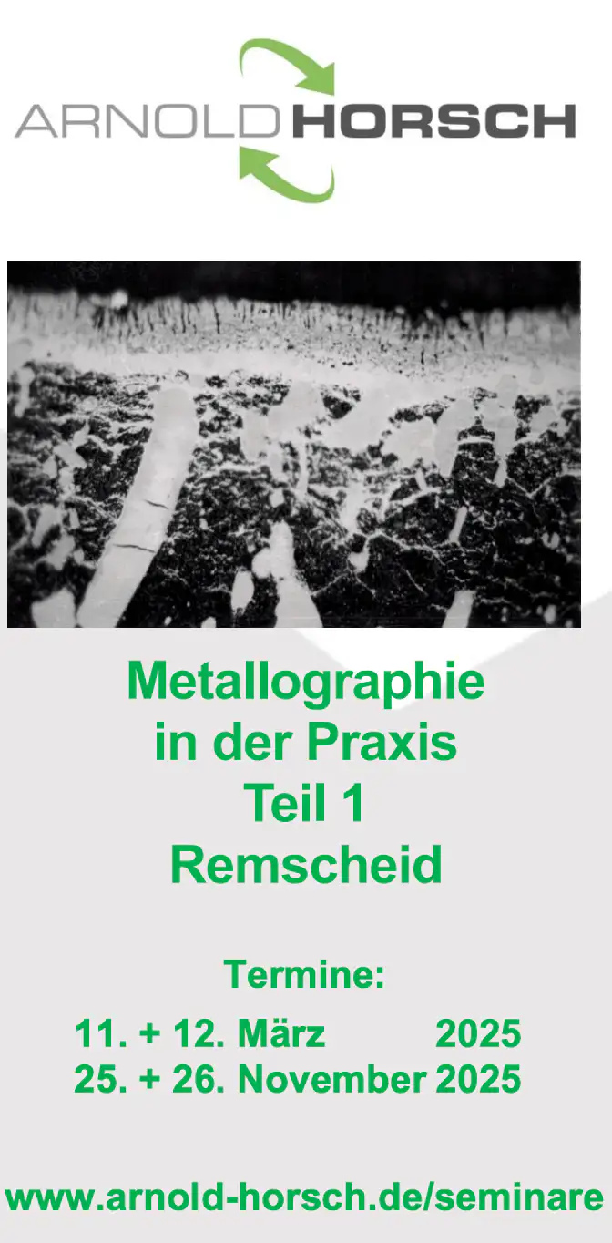 Abbildung des Flyers für das Seminar Metallographie in der Praxis Teil 1