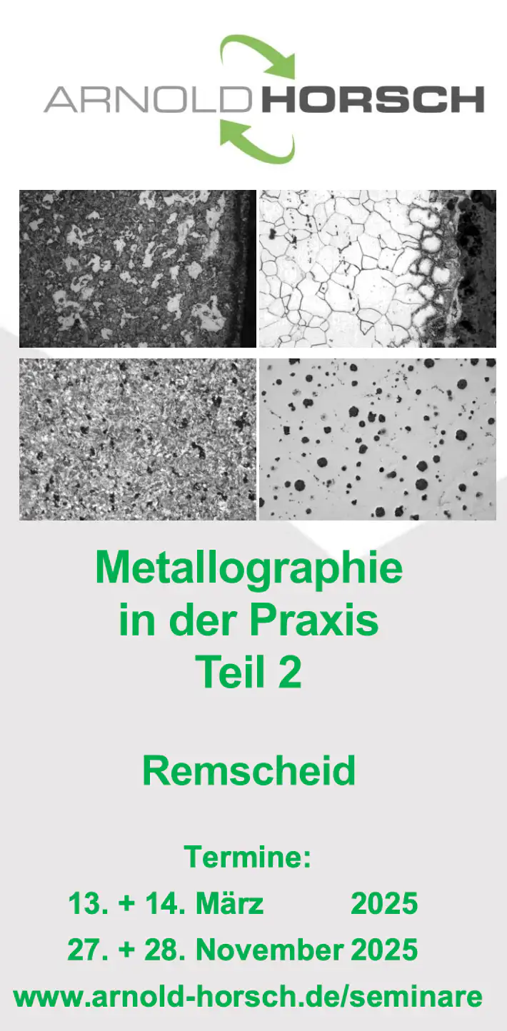 Abbildung des Flyers für das Seminar Metallographie in der Praxis Teil 2